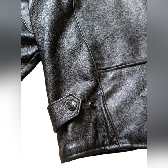 Black Leather Motorcycle Jacket Zippered Riding Jacket Mens Moto Jacket 2XL - Picture 12 of 12